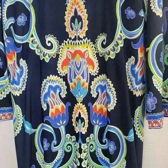 Laundry by Shelli Segal Three Quarter Sleeve Square Neck Printed Dress Size 8 - Picture 2 of 10